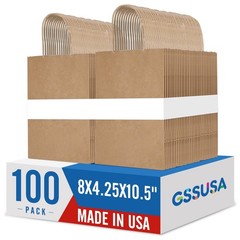 GSSUSA 100 Pack Brown Paper Bags with Handles, 8 1 count (Pack of 100),