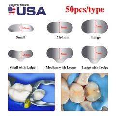 50 Pcs Dental Matrix Sectional Contoured Metal Matrices Bands S/M/L Sizes 35μm