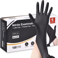 Schneider Nitrile Exam Gloves, Black, Medium, 100-ct Box, Black