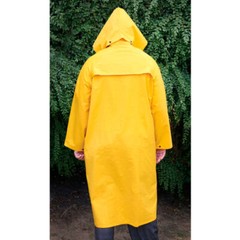 Yellow Safety Rain Coat Rain Jacket 49″ Detachable Hood .35mm PVC / Polyester