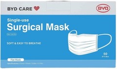4x Boxes 200pcs BYD CARE Surgical Face Flat Mask Disposable Single Use 50 pcs ea