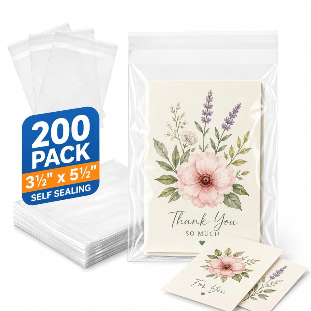 200ct Clear Resealable Cello Bags 3.5×5.5 Inch 1.4 Mil OPP For Treats Gifts Bake