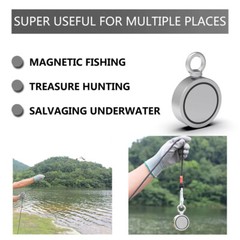 Magnet Fishing Kit 1200lbs Pulling Double Sided Fishing Magnet 2.64″ Dia
