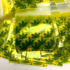 BaggiesSince1987 – 1515 Design Zip Bags 100PCS “WEEDS LEAF” in Gold, READ DETAIL