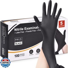 Schneider Nitrile Exam Gloves, Black, Medium, 100-ct Box, 4-mil, Latex-Free,