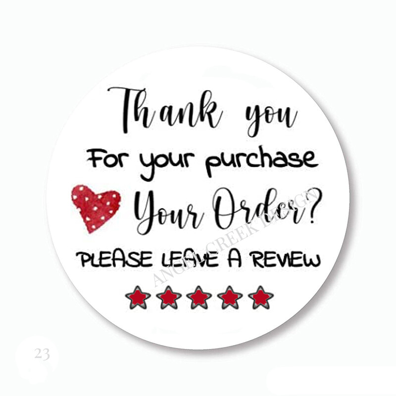 Thank You for your Purchase Please Leave a Review Labels Stickers Envelope Seals