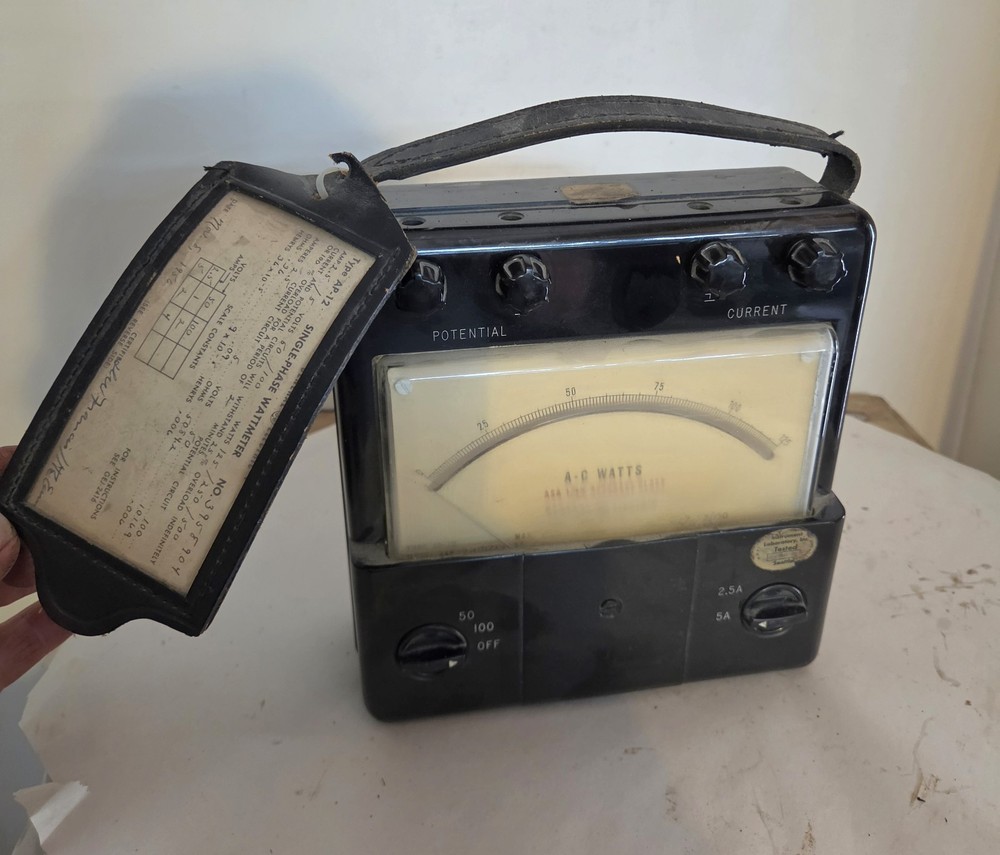 Vintage -General Electric Single Phase Watt Meter, Type AP-12