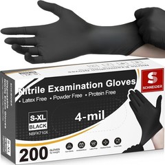 Hypoallergenic Black Nitrile Gloves – 4 Mil Disposable, Waterproof, Large Size