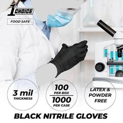 1st Choice 1EIN Nitrile Exam Gloves, Large – Black pack 100