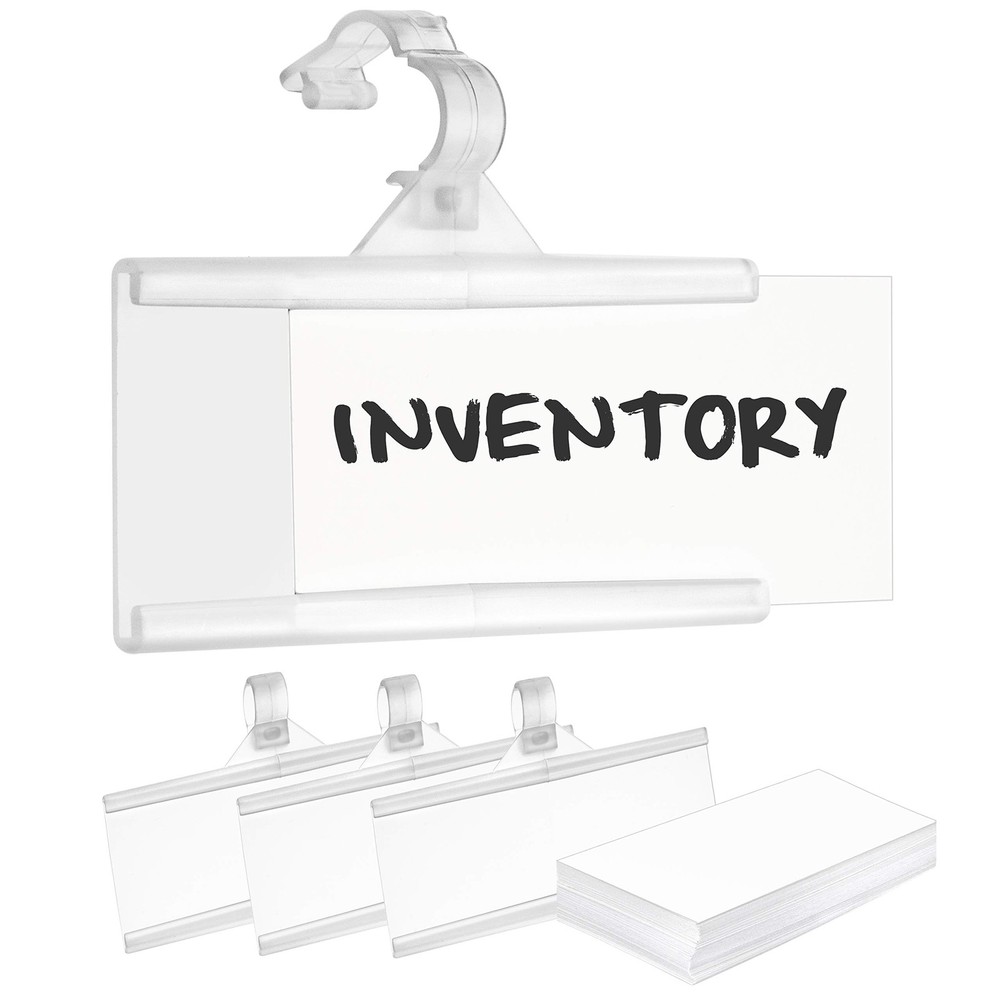 Pack of 100 – Plastic Wire Shelf Label Holder, 100 Count (Pack 1), Natural