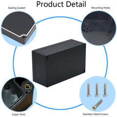 Power Junction Box – Black Electrical Project Case, 7.87″x4.72″x2.95