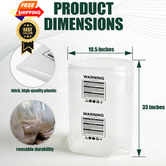 70009V Clear Plastic Dust Collection Bags, 19.5″x33″ Replacement for