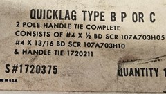Westinghouse Quicklag Handle Tie #1720 375 Type B, P or C, 2 Pole USA Made – NEW