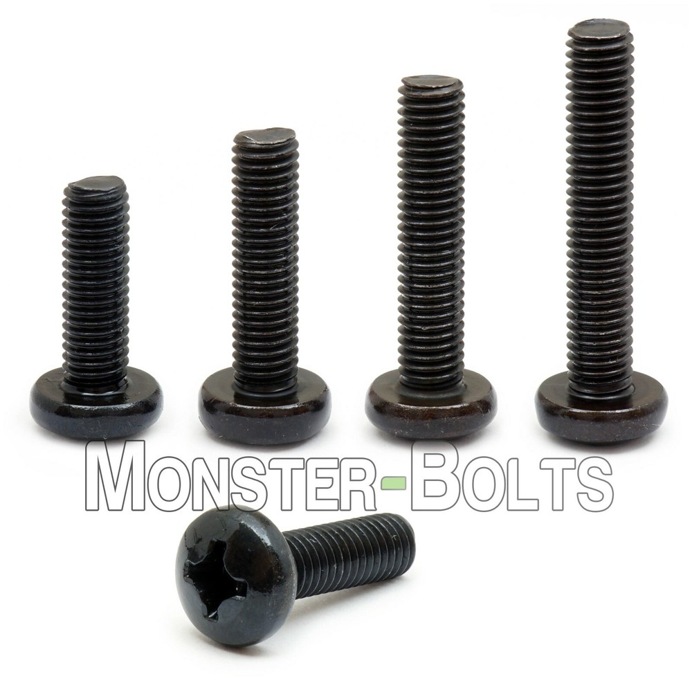 M5 Phillips Pan Head Machine Screws, Steel w Black Oxide & Oil, DIN 7985A Metric