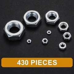 Metric Hex Nuts Assortment Kit, 430 Pcs Stainless Steel Hex Nuts Set, Hex Har…