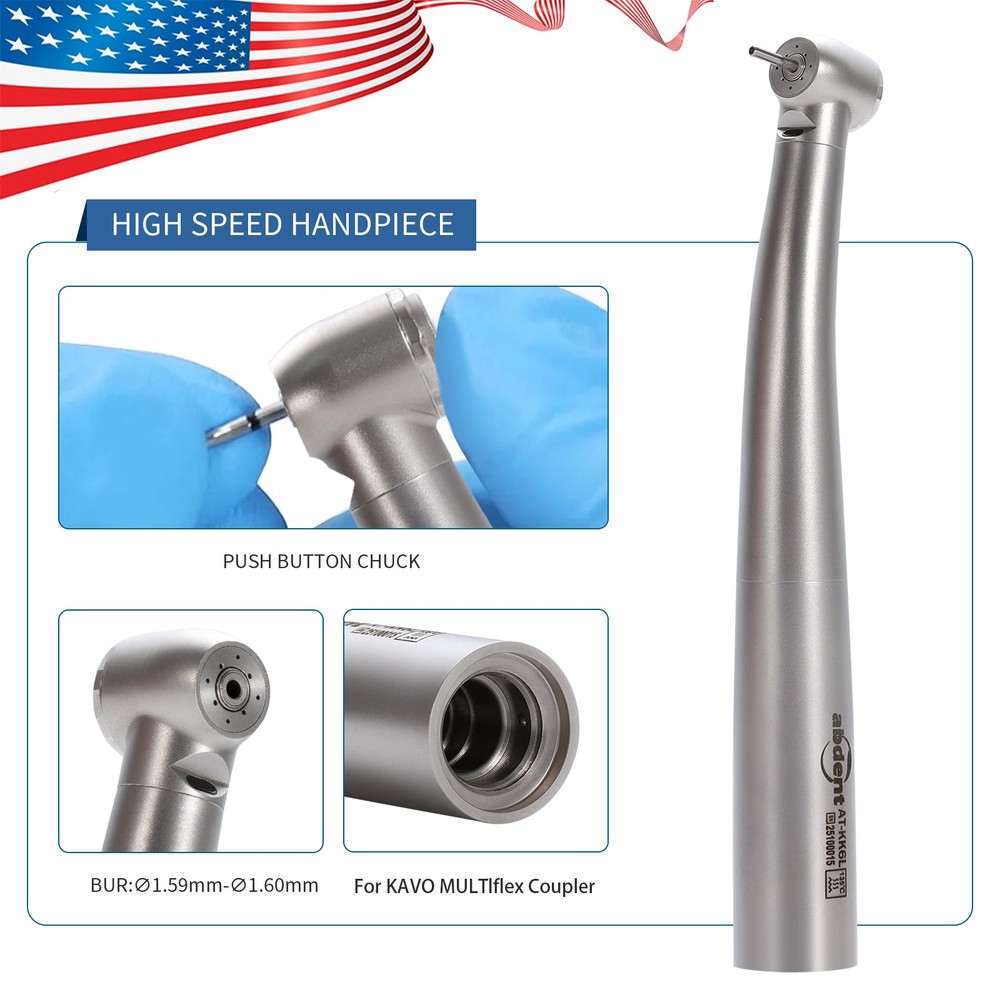 abdent Dental Fiber Optic LED Handpiece Four Spray Fit KAV MULTIflex Coupler
