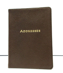 Address Book w Tabs Desk Size 5×7 Morocco Leather Softcover Graphic Image BROWN