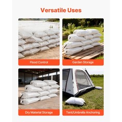 Uimoso Sandbags 50 100 200 300 500 1000 Pack 16″ x 26″ Durable Bag Capacity 50lb