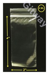 2″ x 4″ Reclosable Resealable Zip Seal Lock Clear Plastic 2×4″ FDA Bags 4 MIL