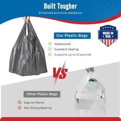 1000 Gray T-Shirt Bags 1/6 12″ x 6.5″ x 21″, Plastic Grocery Shopping Bags