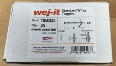 25-pack Wing Toggle Anchor Bolt 3/8 x 3″ Round Mushroom Head Drywall