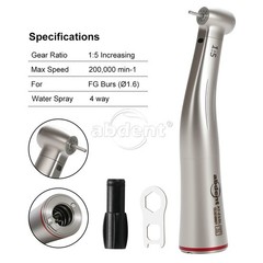 AbDent Dental 1:5 LED Fiber Optic Increasing Contra Angle Handpiece USA