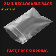 4″x 4″ CLEAR 2 MIL TOP LOCK ZIP SEAL BAGS POLY PLASTIC RECLOSABLE SMALL BAGGIES