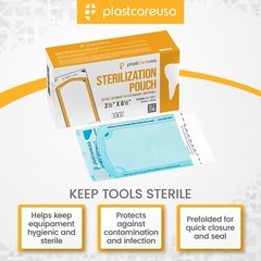 200 Self-Sealing Sterilization Pouch, 3.5″ x 6.5″ (5.25) Paper/Blue Film (1 Box)
