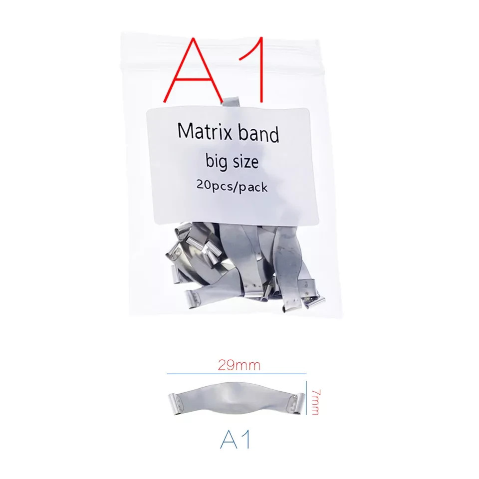 Dental Saddle Contoured Metal Matrices Matrix Band/Springclip 20Pcs/Pack
