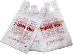 Plastic bags with handles，thank you bags，Measures 11.5″ X 6.25″ X 21″, 15mic,…