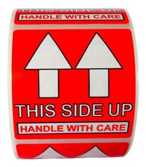 Pre-Printed THIS SIDE UP Labels/Stickers 2×2 (2″ x 2″) – (1) Roll of 500