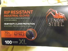 New Box of 100 Venom Steel Black Nitrile Safety Gloves-Sz XL
