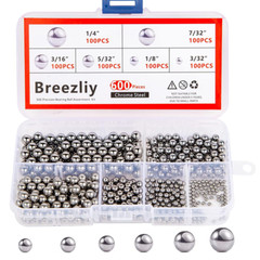 600 Piece 6 Sizes Assorted Loose Bicycle Bearing Balls 1/4″ 7/32″ 3/16″ 5/32″ 1/