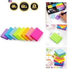 Sticky Notes 1.5×2 inch Bright Colors Self-Stick Pads 8 Pads/Pack 100 Sheets/…