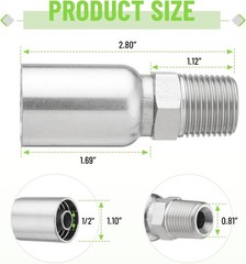 12 Pack 1/2″ Hydraulic Hose Fittings, 1/2″ I.D. Hose x 1/2″ NPTF Male with Prote