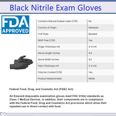 Emerald Black Nitrile Medical Gloves FDA Powder & Latex Free Disposable 3 mil
