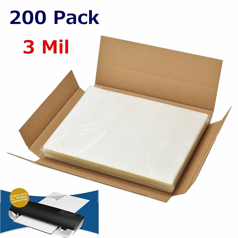 3 Mil Letter Size Thermal Laminator Laminating Pouches 200 Qty – 9 x 11.5 Sheets