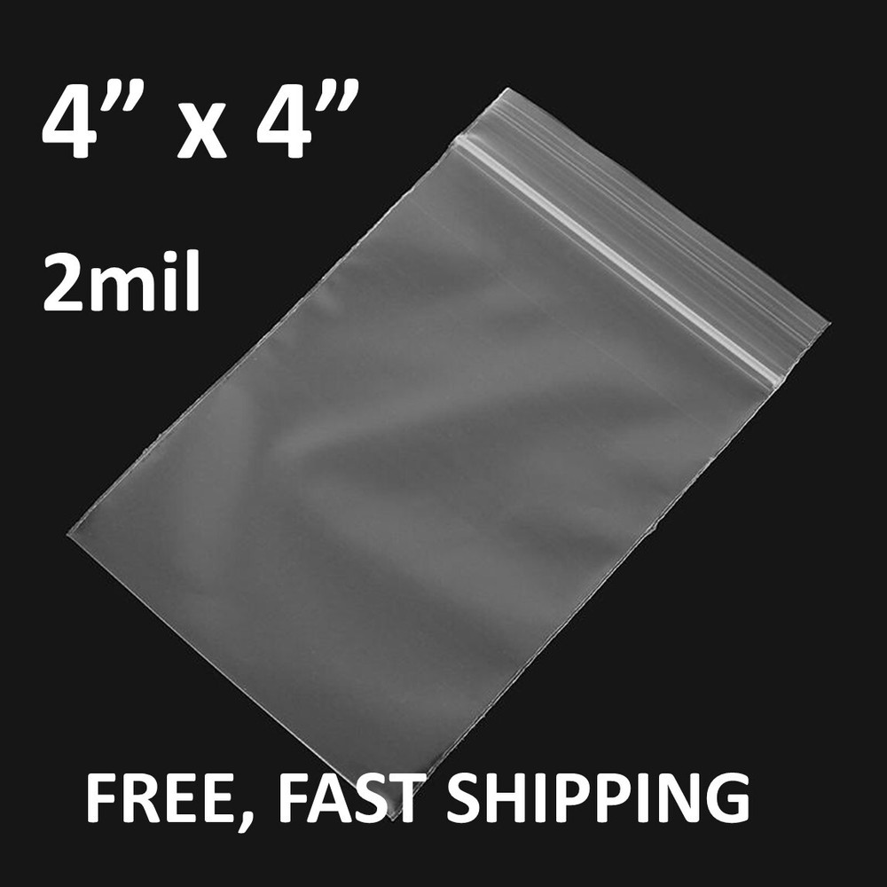 4″x4″ Clear 2 Mil Plastic Zip Seal Bag Reclosable Top Lock 2Mil Small Baggies