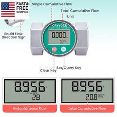 Waterproof 2 Inch Water Flow Meter, 16–160 GPM Digital Turbine Flowmeter with N