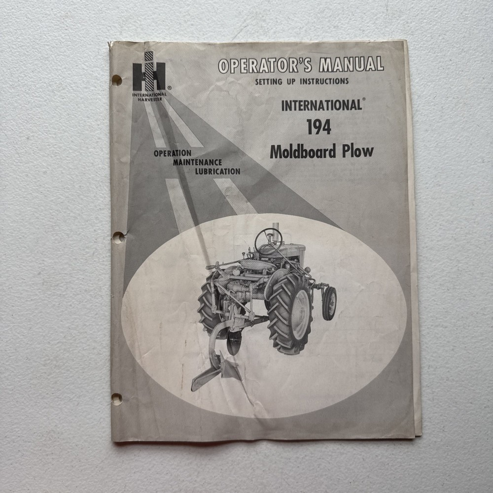 1967 International Harvester 194 Moldboard Plow Operators Manual