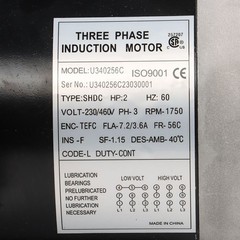2 HP 1800 RPM General Electric Motor 3 Phase 56C Frame TEFC 230 / 460 Volt New