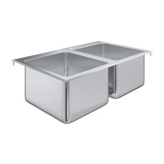 Stainless Steel 2 Compartment Drop-In Sink. Bowl 14 in. x 16 in. x 10 in. | NSF