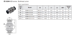 CHELIC SQMH-C3 4-4 Bulkhead union Push to connect Fitting (10 PCS PER BAG)
