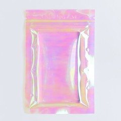 100 Transparent Pink Holographic Flat Beauty Sample Packaging Heat Sealable Bags