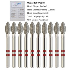 Dental Zirconia Adjustment Diamond Burs Football Fine Grit Z368/023F 10pcs/pack