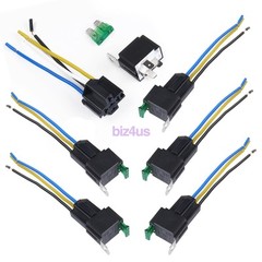 6 Pack 12V DC 30 Amp 4-Pin Automotive Relay Harness Set Switch Fuse US