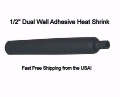 (25 6″ Pcs) 1/2″ / 12.7mm Black Adhesive Lined Dual Wall 3:1 Heat Shrink Tubing