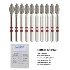 Dental Zirconia Cutting Burs Diamond Football burs Z368/023F Friction Grip FG