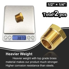 2pcs 1/2 Inch NPT to 1/4 Inch NPT Female Reducer Brass Pipe Hose Tube Fitting…