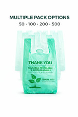 Bags 1/6 Large 22 x 6.5 x 12 Biodegradable T-Shirt Plastic Grocery Shopping Bags